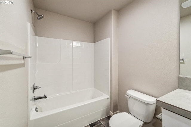 full bathroom featuring vanity, toilet, and shower / bathtub combination