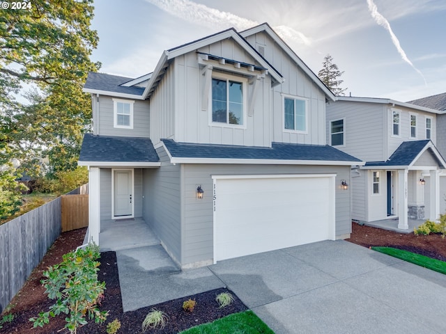 view of front of property featuring a garage