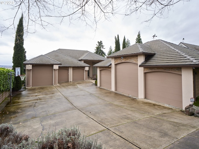 exterior space with a garage