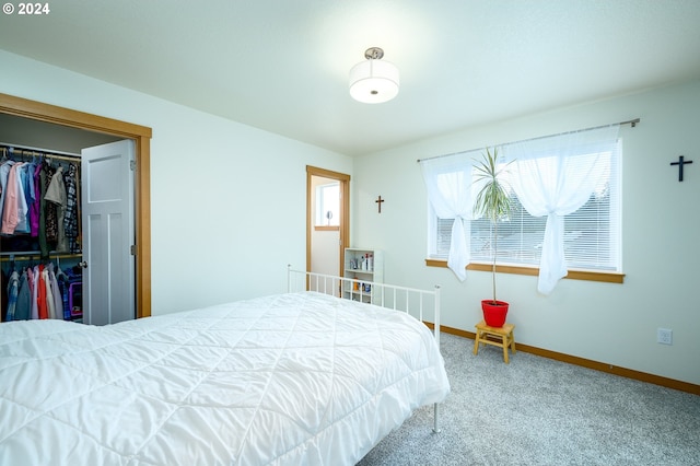 carpeted bedroom featuring a closet