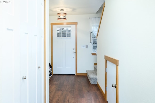 doorway to outside featuring dark hardwood / wood-style flooring