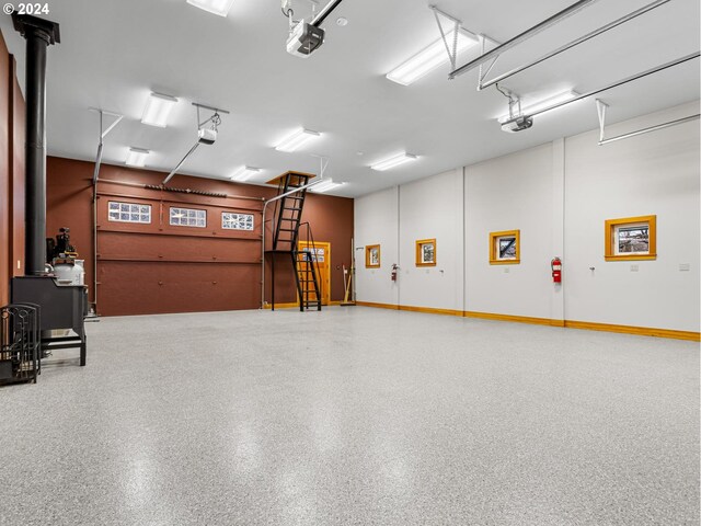 garage with a garage door opener