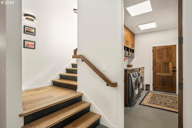 stairs with washer and dryer