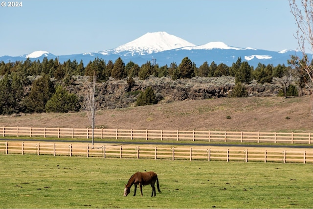 view of mountain feature with a rural view