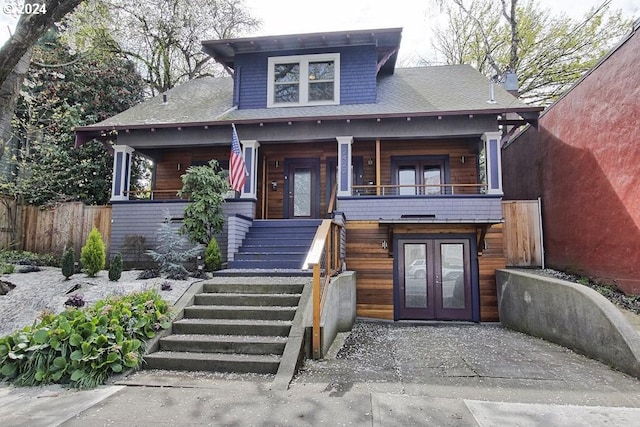 view of front of house with french doors