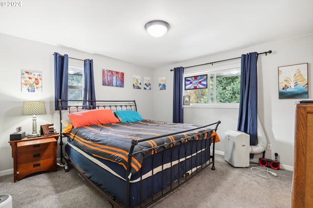 bedroom featuring multiple windows and carpet