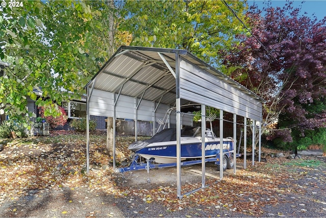 view of parking with a carport