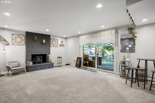 living room featuring carpet floors