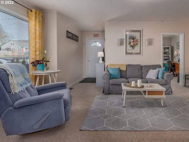 living room with carpet floors