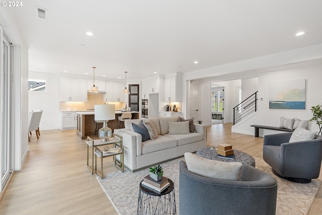 living room featuring light hardwood / wood-style floors