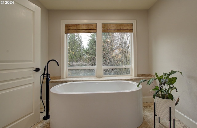 bathroom featuring a washtub