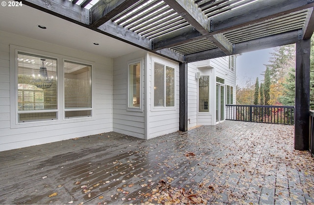 wooden terrace featuring a pergola