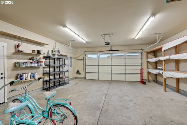 garage with a garage door opener