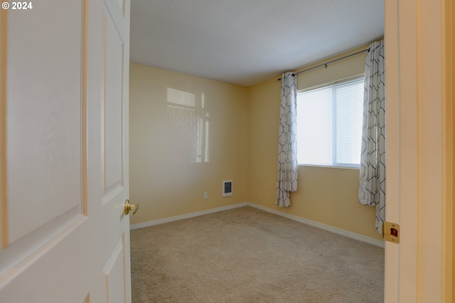 spare room featuring light carpet