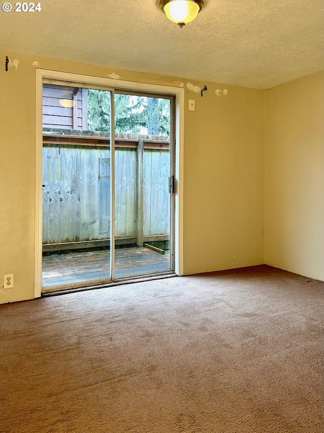 carpeted spare room featuring a textured ceiling