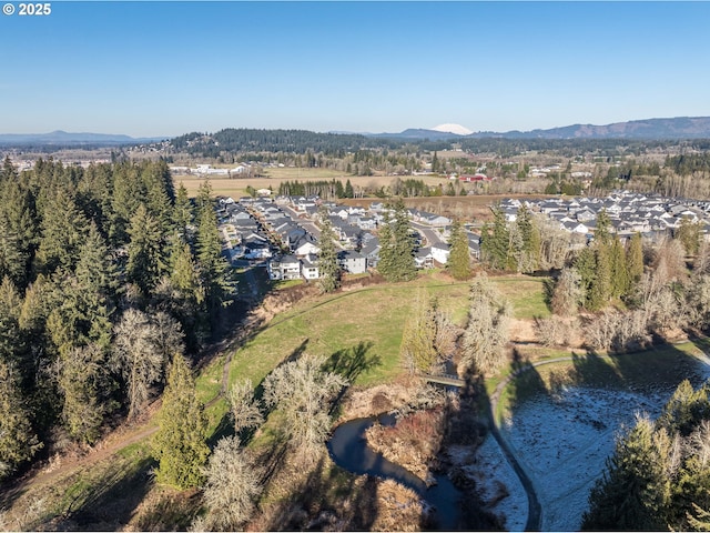 aerial view with a mountain view