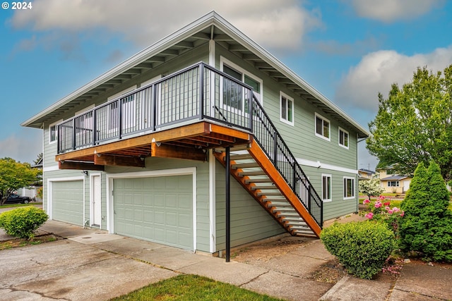 exterior space featuring a garage