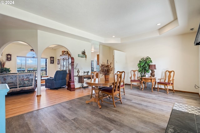 dining area featuring wood-type flooring