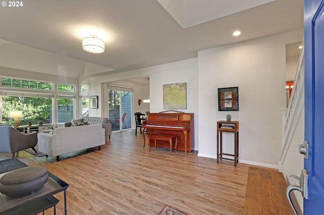 living room featuring light wood-type flooring