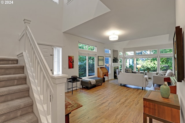 living room with hardwood / wood-style flooring