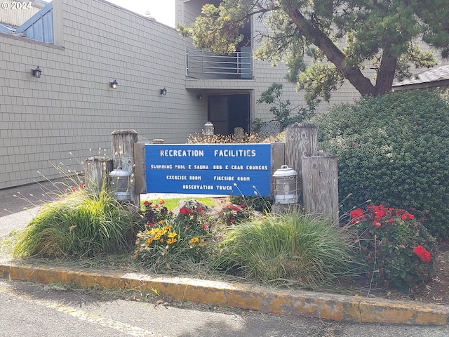 view of community sign