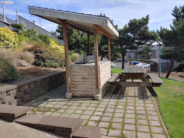 view of patio featuring exterior kitchen