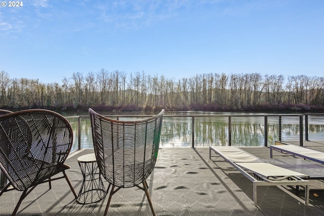 dock area featuring a water view