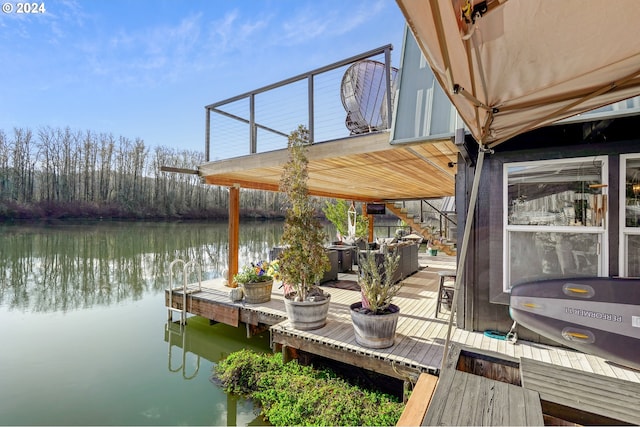 view of dock featuring a water view