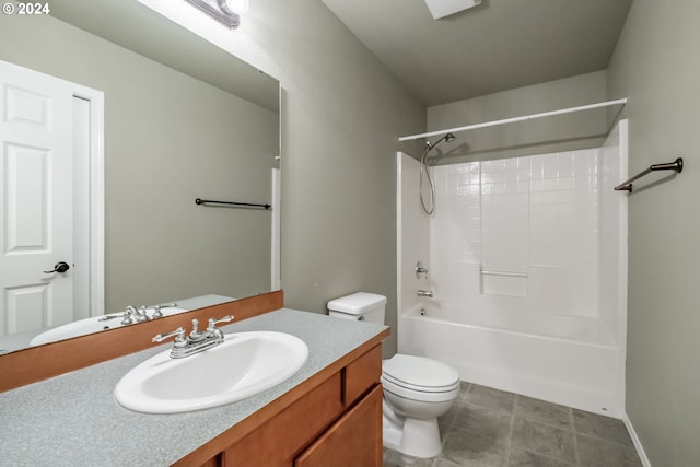 full bathroom with vanity, shower / bath combination, and toilet