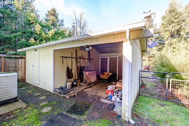 view of outbuilding with central AC