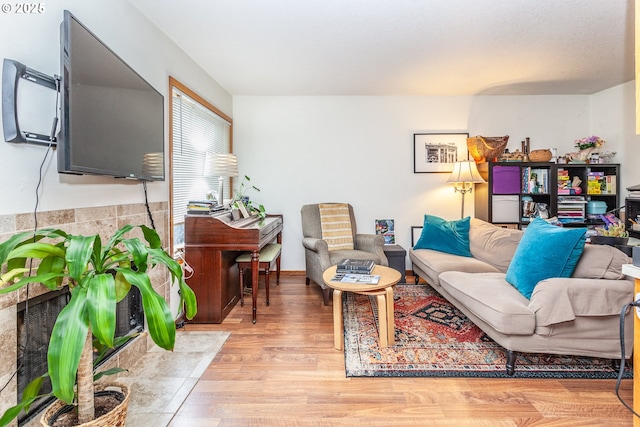 living room featuring light hardwood / wood-style floors