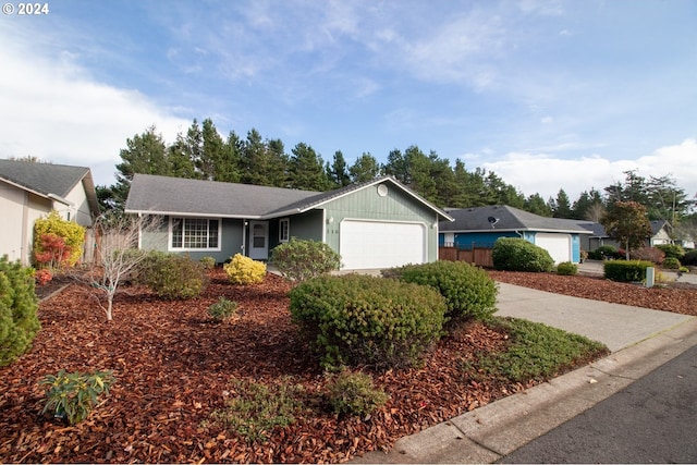 single story home with a garage