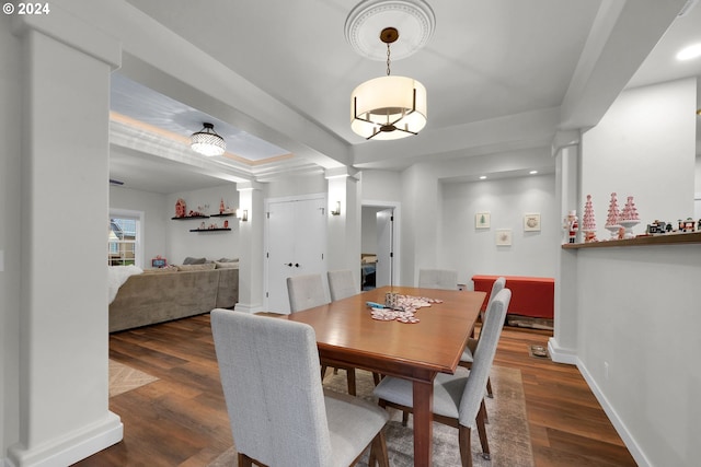 dining room with dark hardwood / wood-style floors