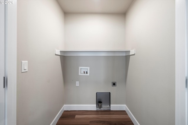 laundry area featuring washer hookup, dark hardwood / wood-style flooring, and electric dryer hookup