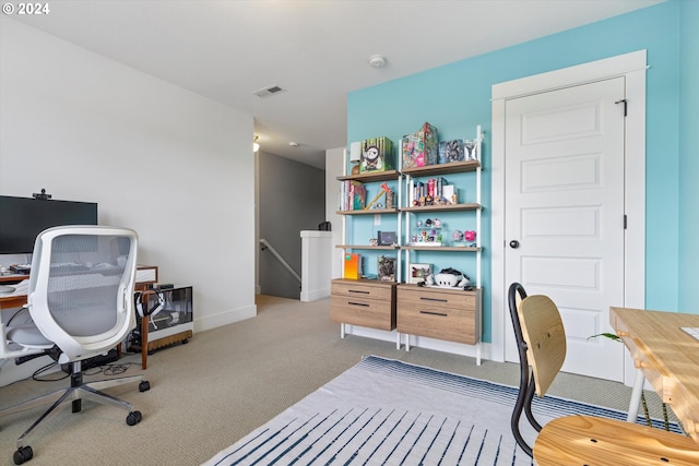 office space featuring light colored carpet