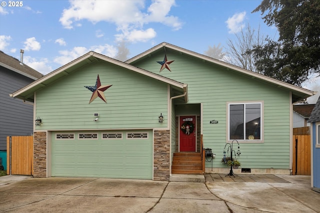 view of front of house with a garage