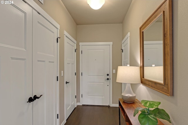 hall featuring dark hardwood / wood-style flooring