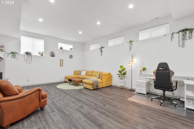 living room with hardwood / wood-style floors