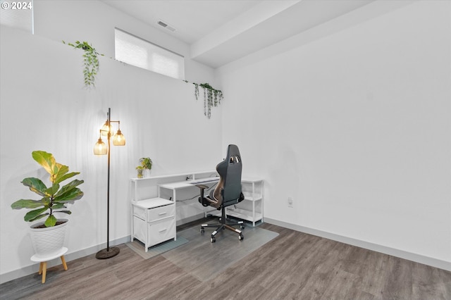 office space featuring wood-type flooring