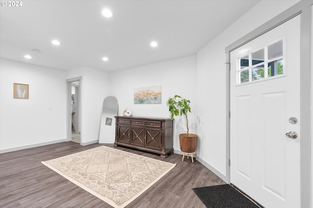 entrance foyer with dark hardwood / wood-style floors