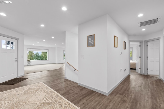 foyer featuring dark hardwood / wood-style floors