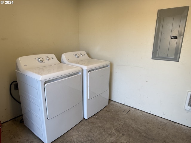9845 N Lombard St, Portland, OR 97203 - laundry room with electric panel and washer and clothes dryer