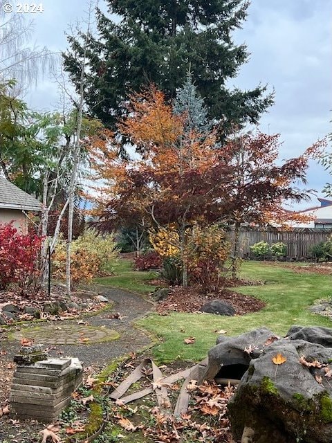 view of yard with fence