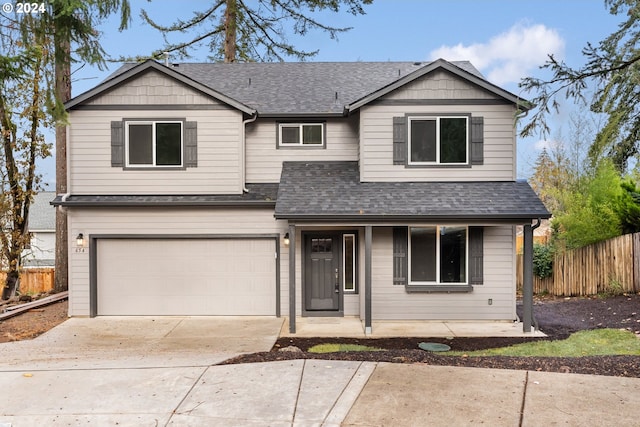 view of front of house with a garage