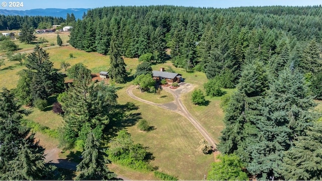 26231 SW Thunderhead Ln, Sheridan, OR 97378 - aerial view of property's location featuring a heavily wooded area and a mountain backdrop