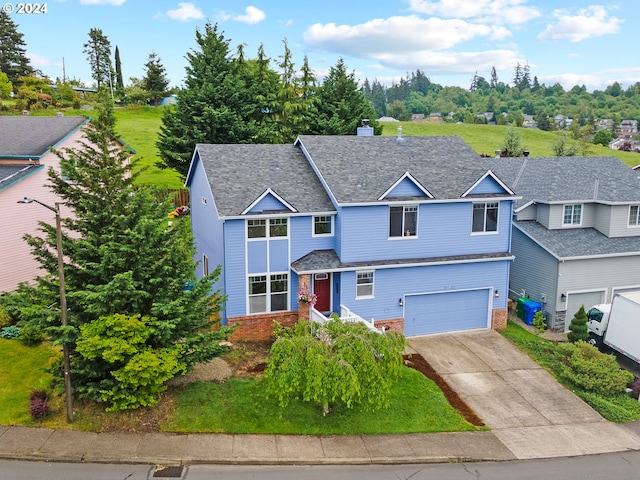 view of front of house with a garage