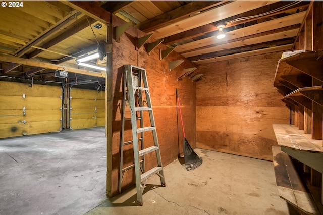 interior space with a garage door opener