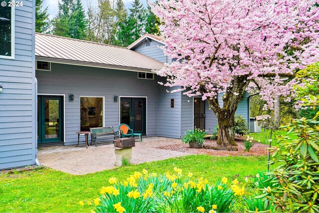 rear view of property with a patio area and a yard