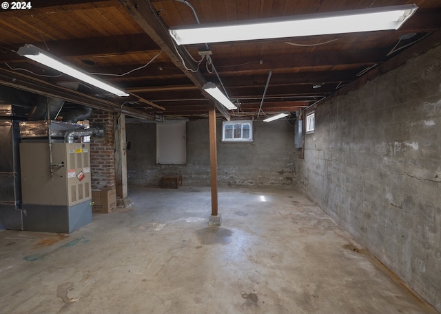 basement with heating unit