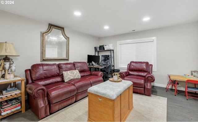 living room featuring light hardwood / wood-style flooring